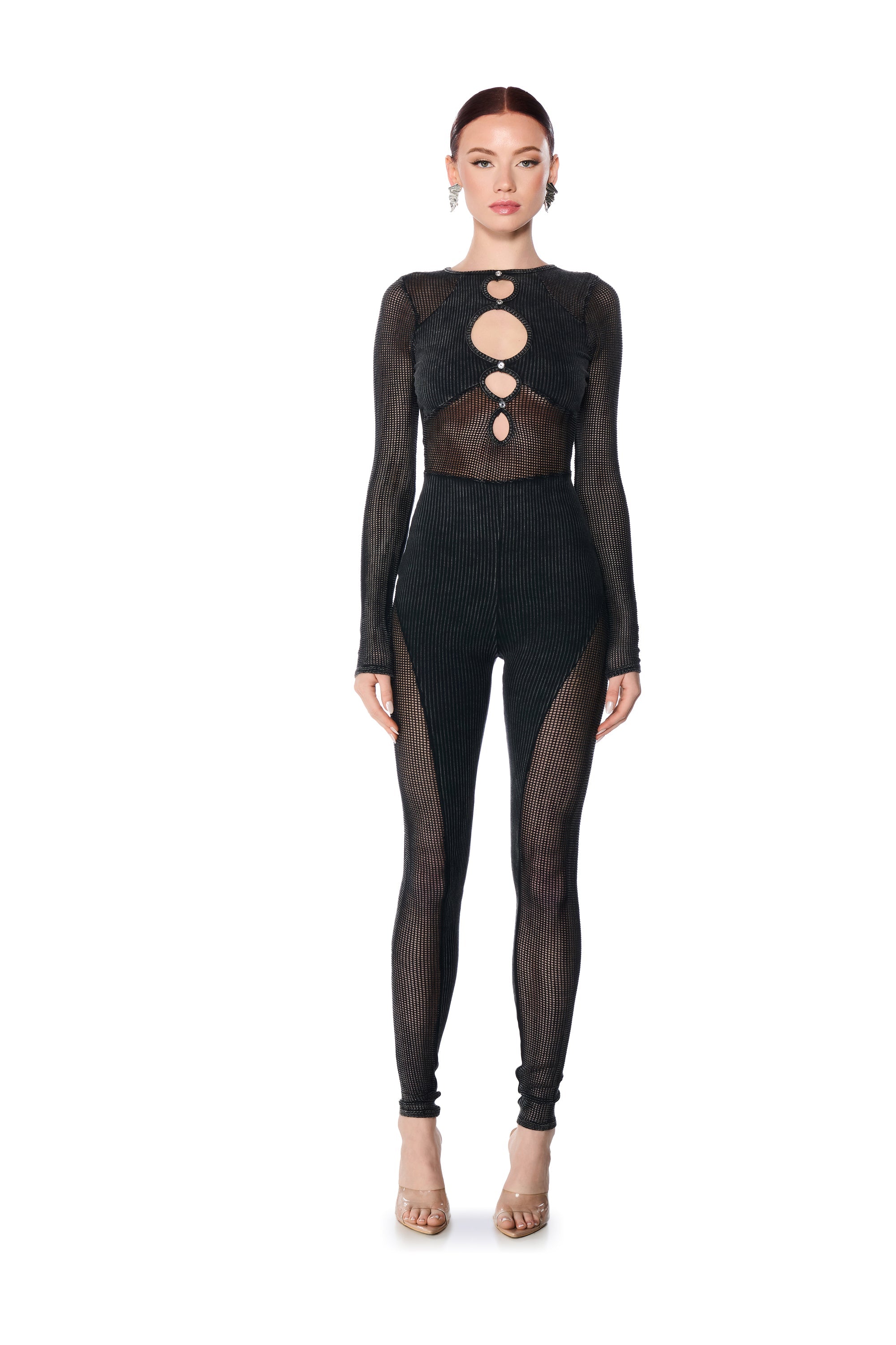 ARCHETYPE MESH KNIT CUTOUT JUMPSUIT